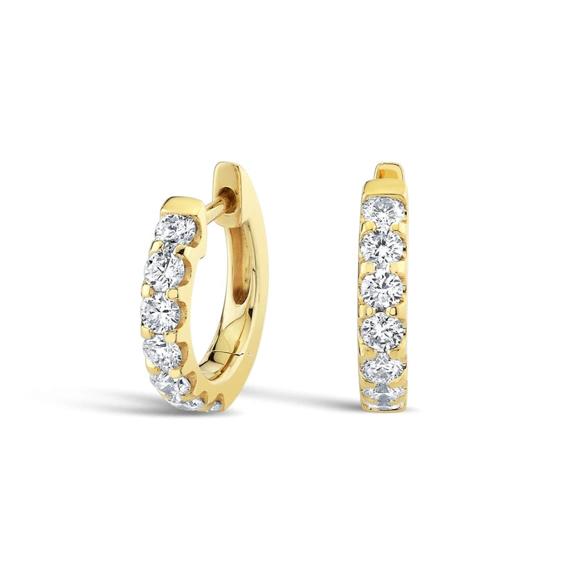 Odessa Diamond Huggie Hoop Earrings in 18K Yellow Gold, 12mm