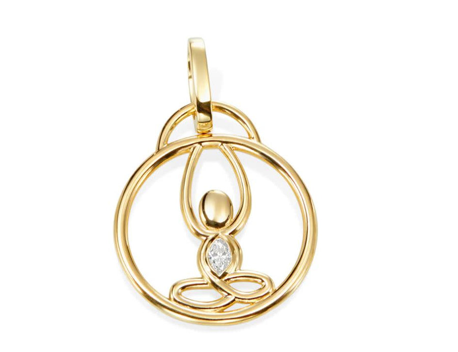Lucky Life Diamond Yoga Charm in 18K Yellow Gold