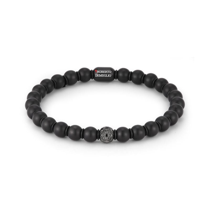 Sfera Men's 0.54ct Black Diamond Matte Stretch Bracelet in Ceramic Size X-Large