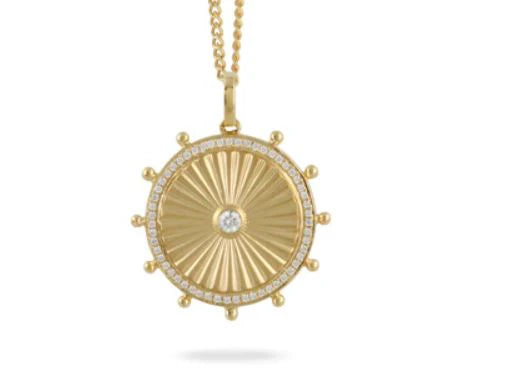 Maritime 0.22Ct Diamond Fluted Halo Pendant only in 18k Yellow Gold