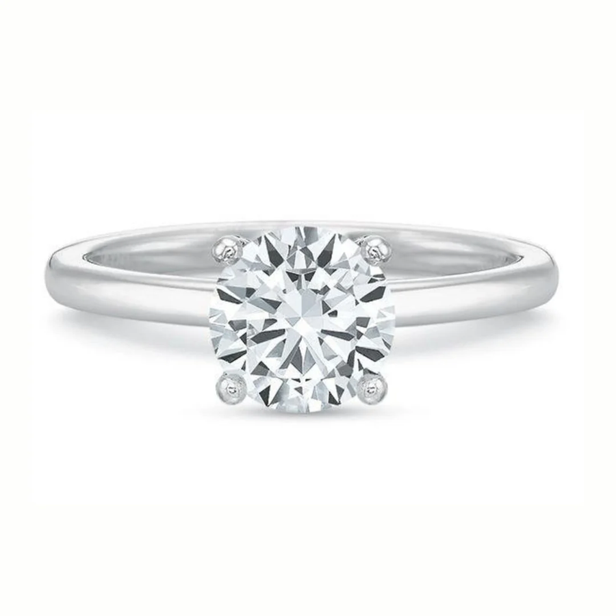 Flush Fit Solitaire Semi-Mount Ring in Platinum for Round Center, Size 6