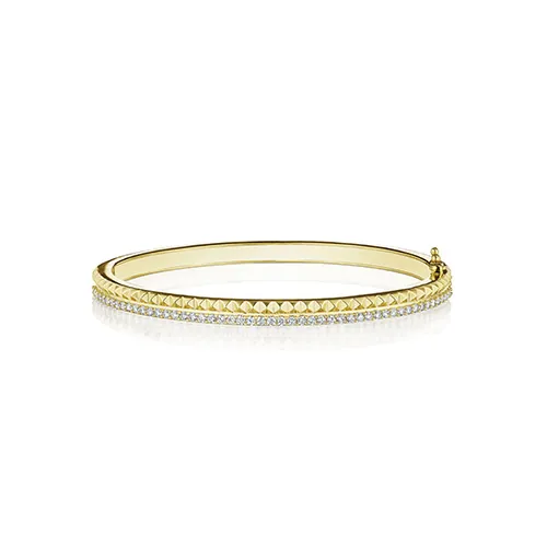 0.75ct Diamond Two Row Pyramid Bangle Bracelet in 18K Yellow Gold