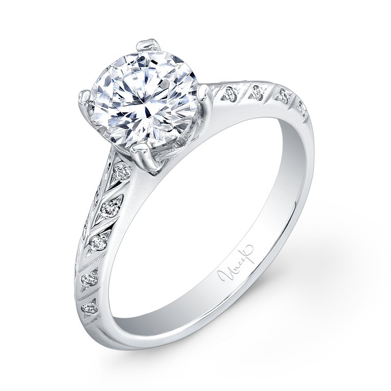 Unity Diamond Semi-Mount Ring in 14K White Gold for Round Center, Size 6.25