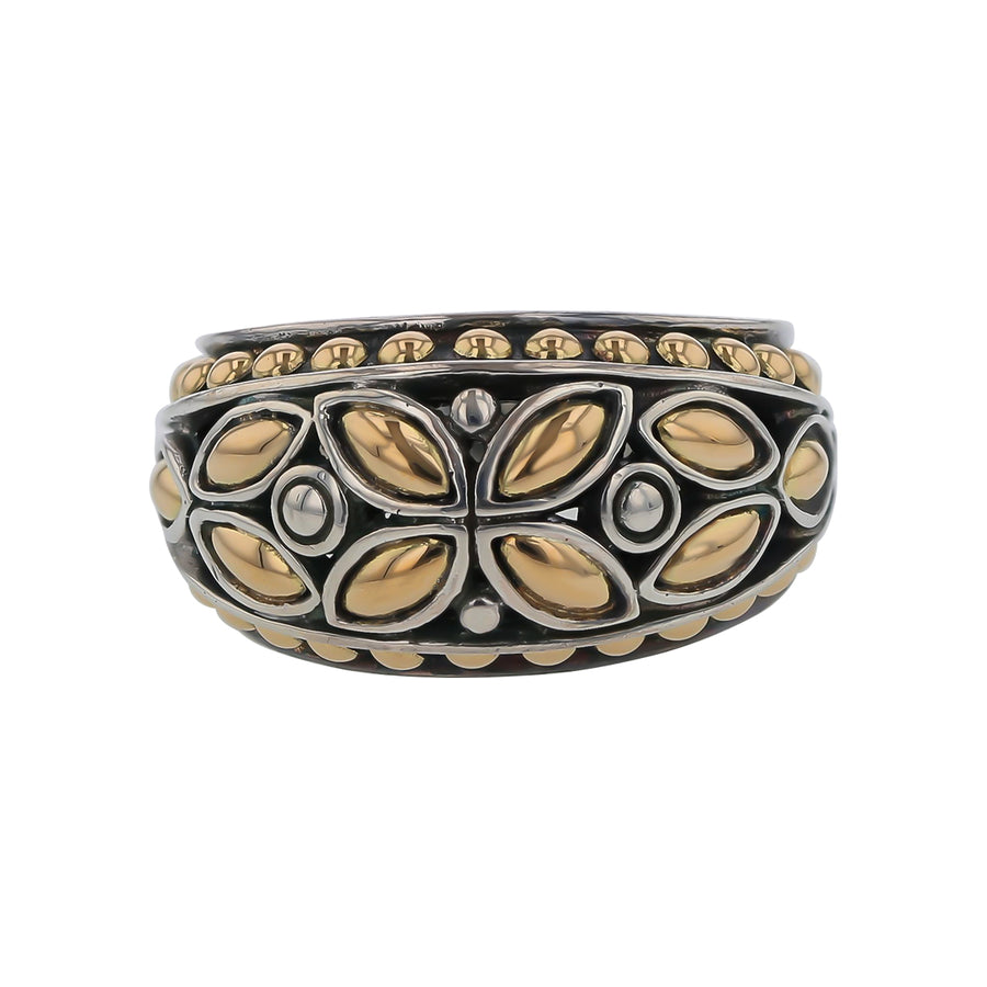 John Hardy Kali Flower Ring in Sterling Silver and 18k Yellow Gold Size 7