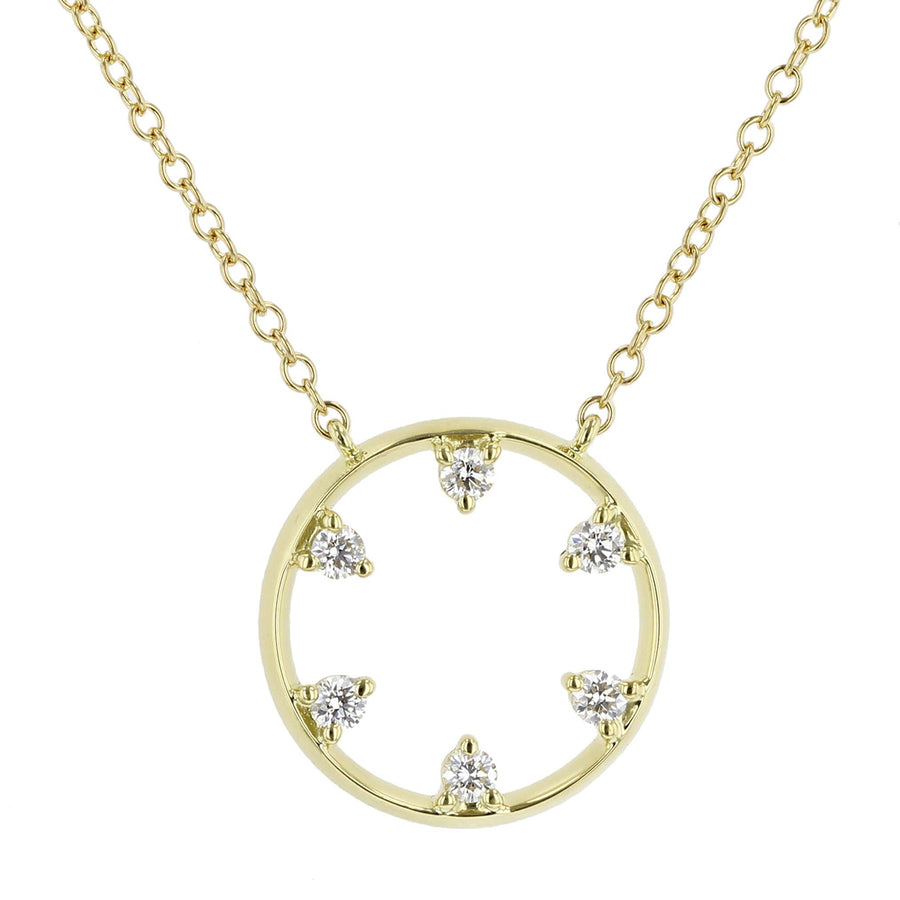 0.18Ct Diamond Circle Necklace in 18K Yellow Gold, 16inch