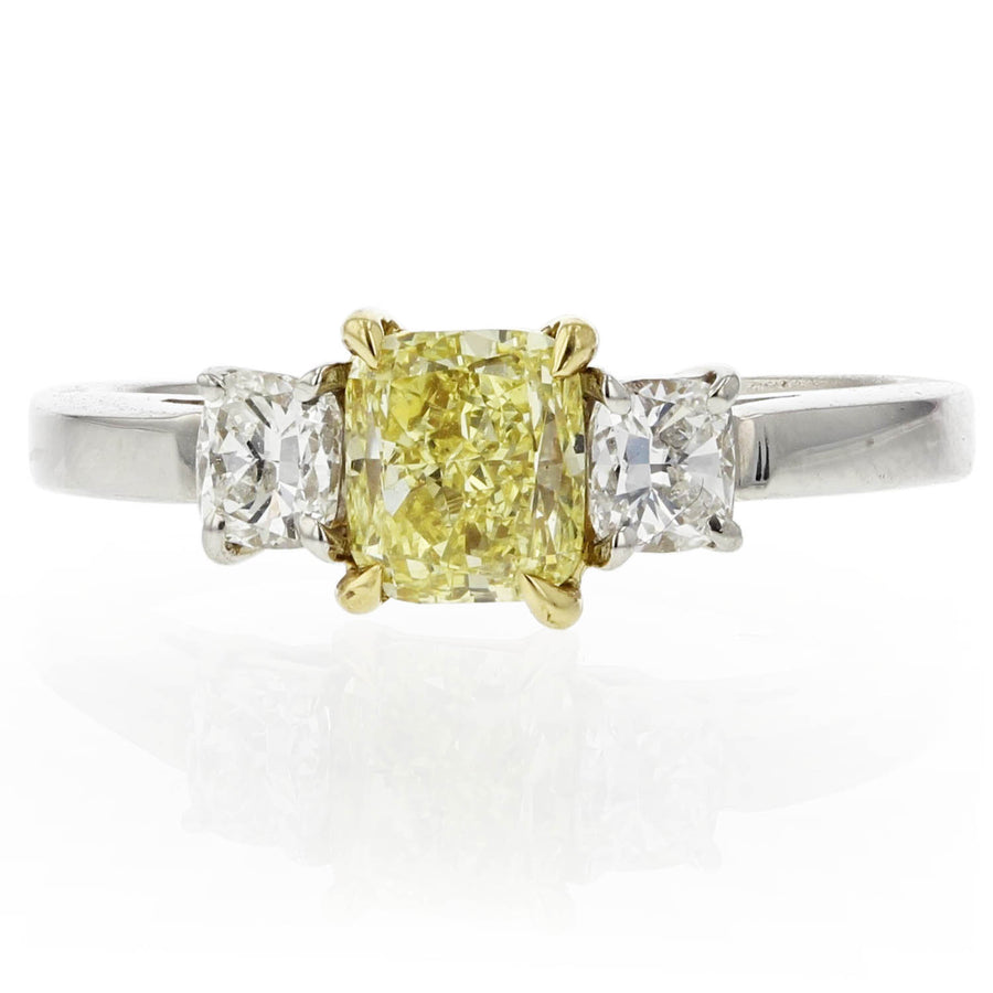 Radiant and Trapezoid Diamond 3-Stone Ring in 18K Yellow Gold