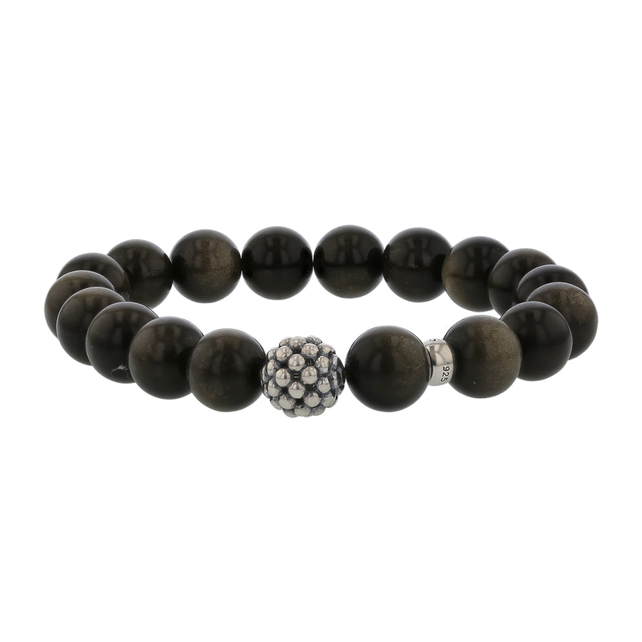 Lagos Maya Golden Obsidian Beaded Bracelet in Sterling Silver