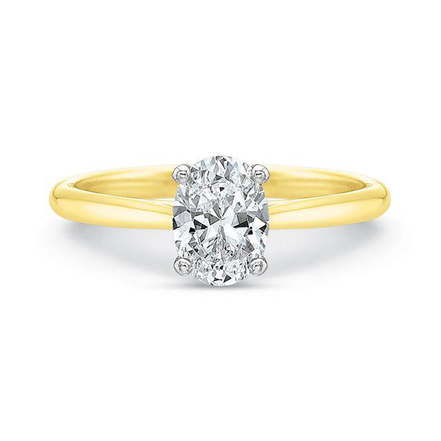 New Aire Solitaire Semi-Mount Ring in 18K Yellow Gold for Oval Center, Size 6