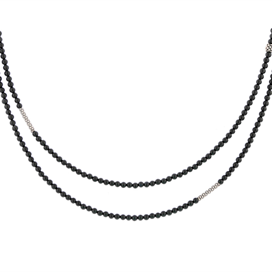 LAGOS Black Onyx Beaded Necklace in Sterling Silver, 34in