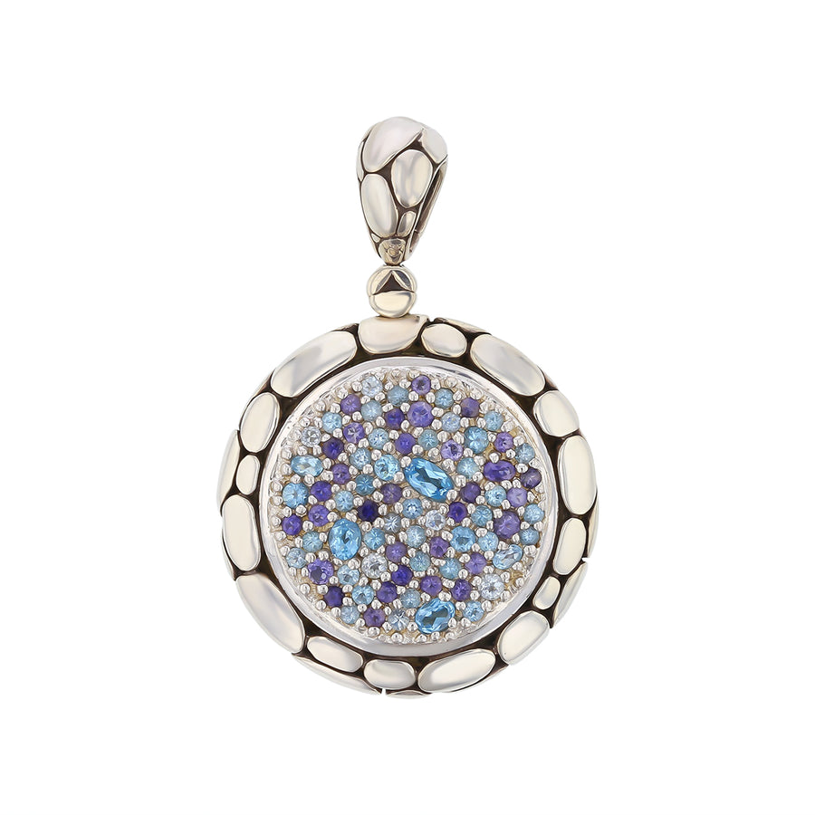 John Hardy Kali Iolite and Blue Topaz Disk Pendant in Sterling Silver, Without Chain