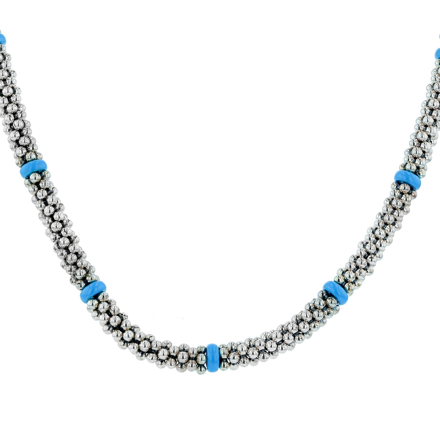 LAGOS Caviar Station Necklace in Blue Ceramic and Sterling Silver, 16in