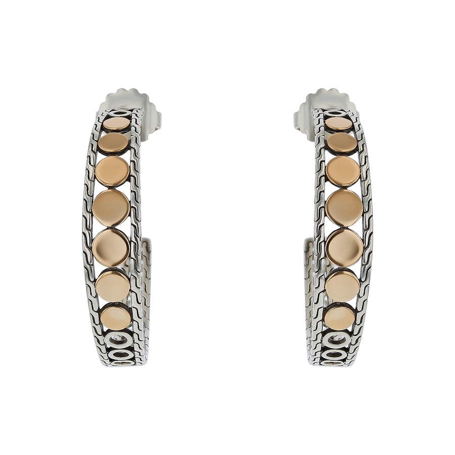 John Hardy Dot Hoop Earrings in Sterling Silver and 18K Yellow Gold