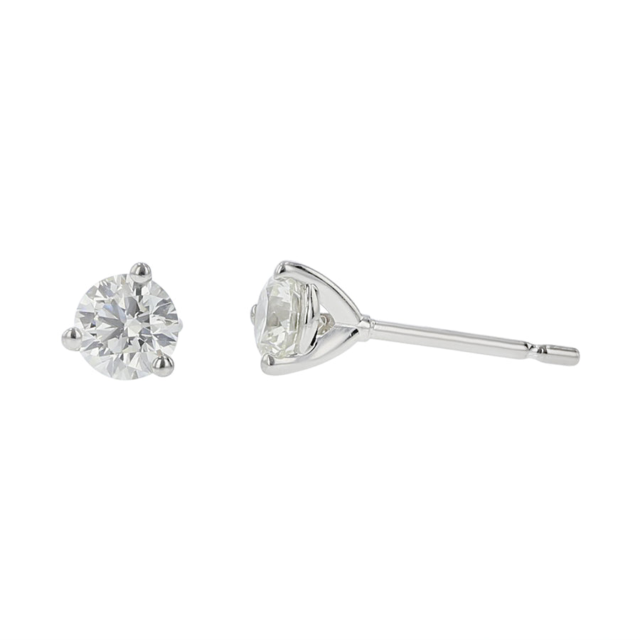 1.40ct Fire & Ice Round Brilliant Diamonds and F&I 3 Prong Stud Earrings in 18K White Gold