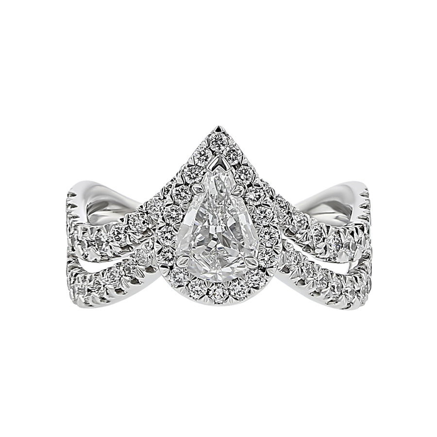 L'Amour Crisscut Pear Shape Diamond Engagement Ring