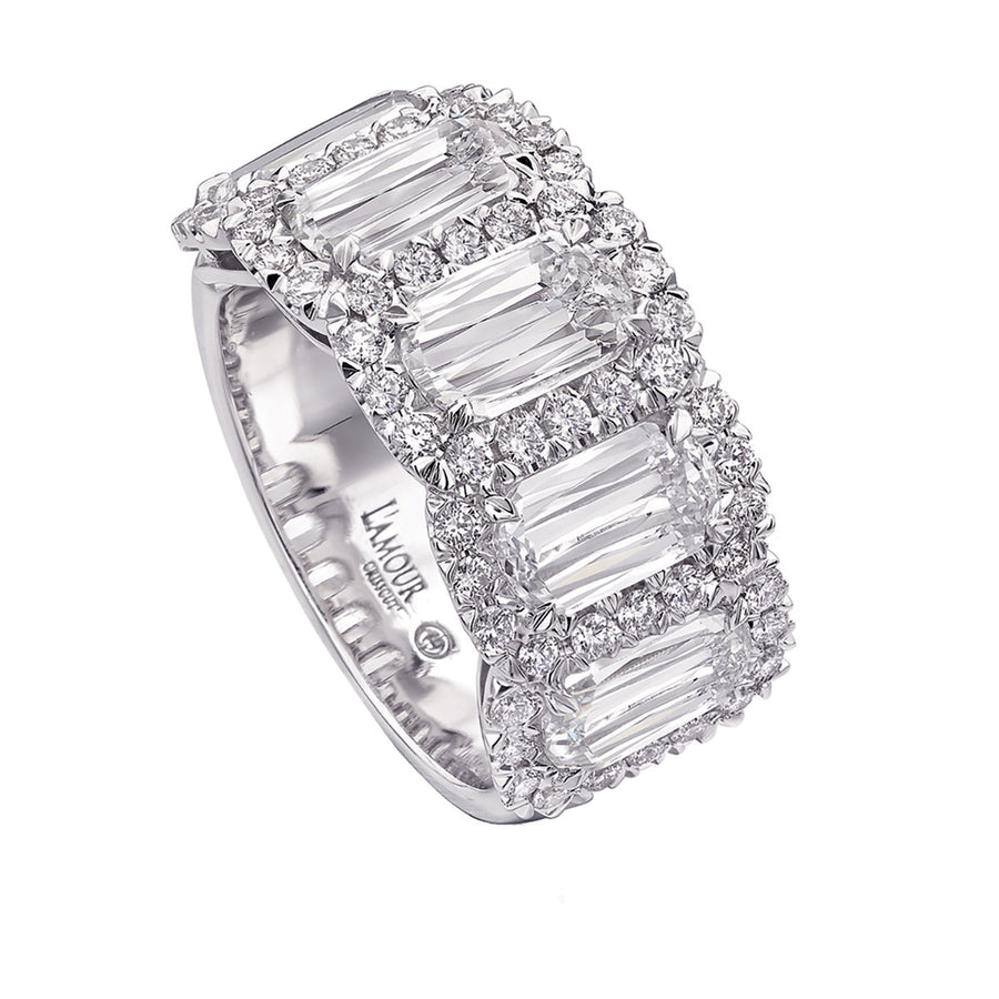 LAmour Crisscut Diamond Halo 5-Stone Ring