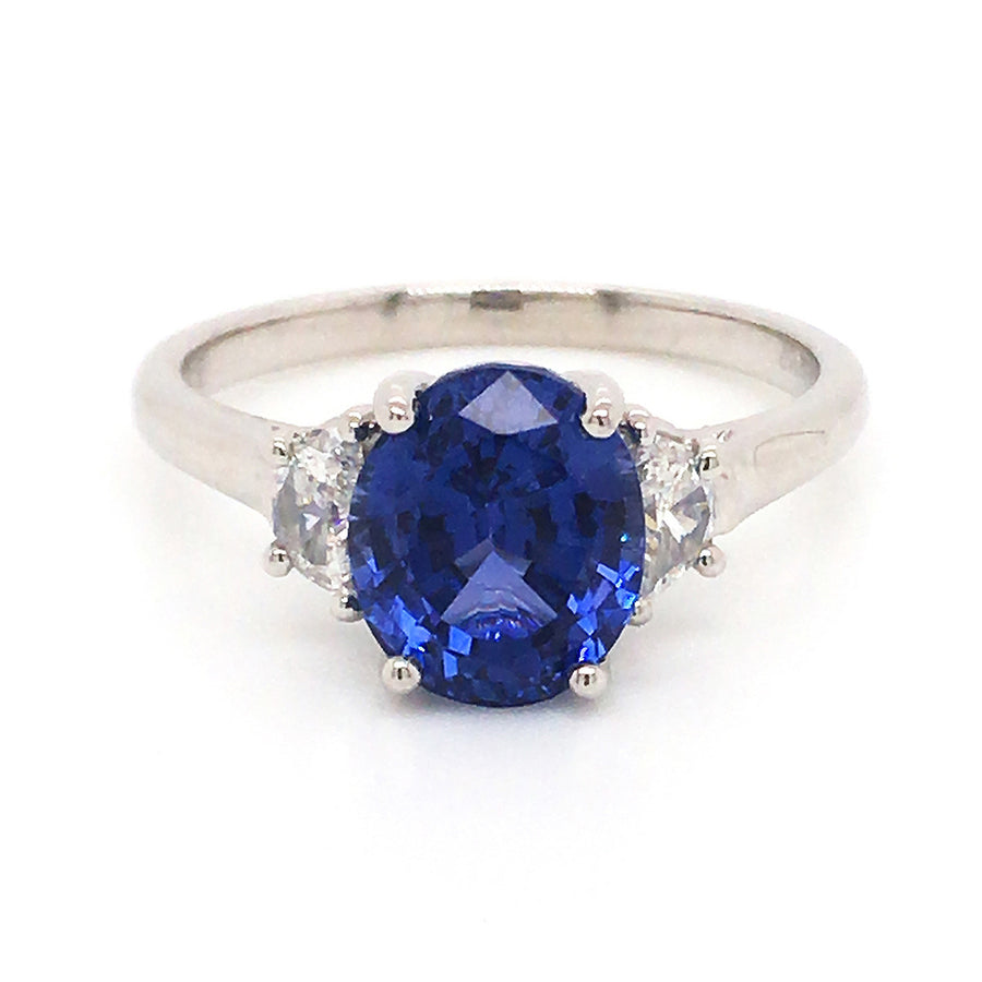 Sapphire and Diamond 3-Stone Ring