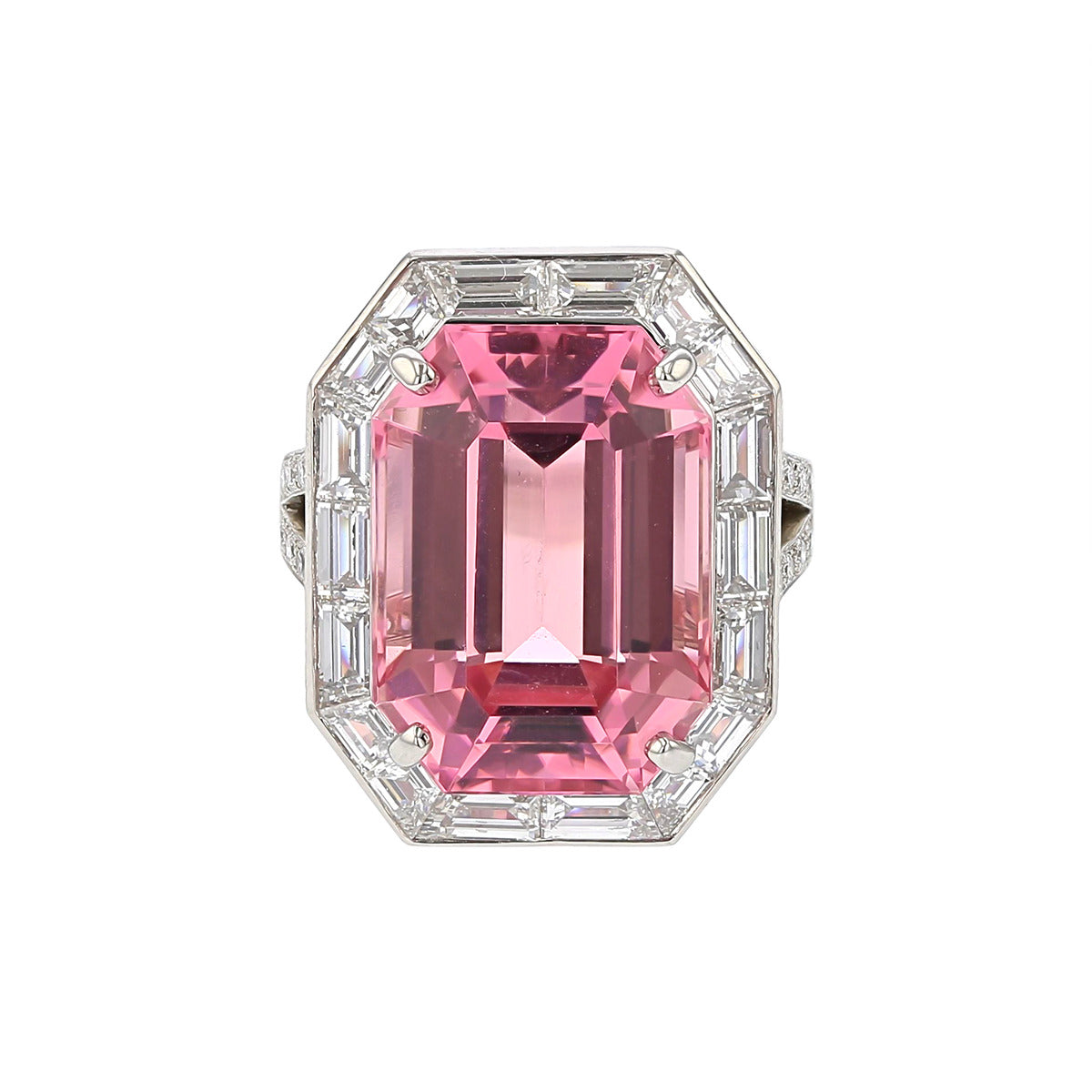 Emerald cut pink tourmaline ring discount