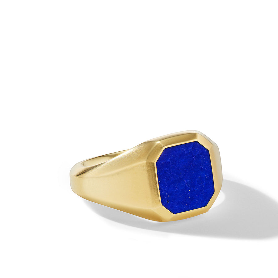 Streamline Signet Ring in 18K Yellow Gold with Lapis