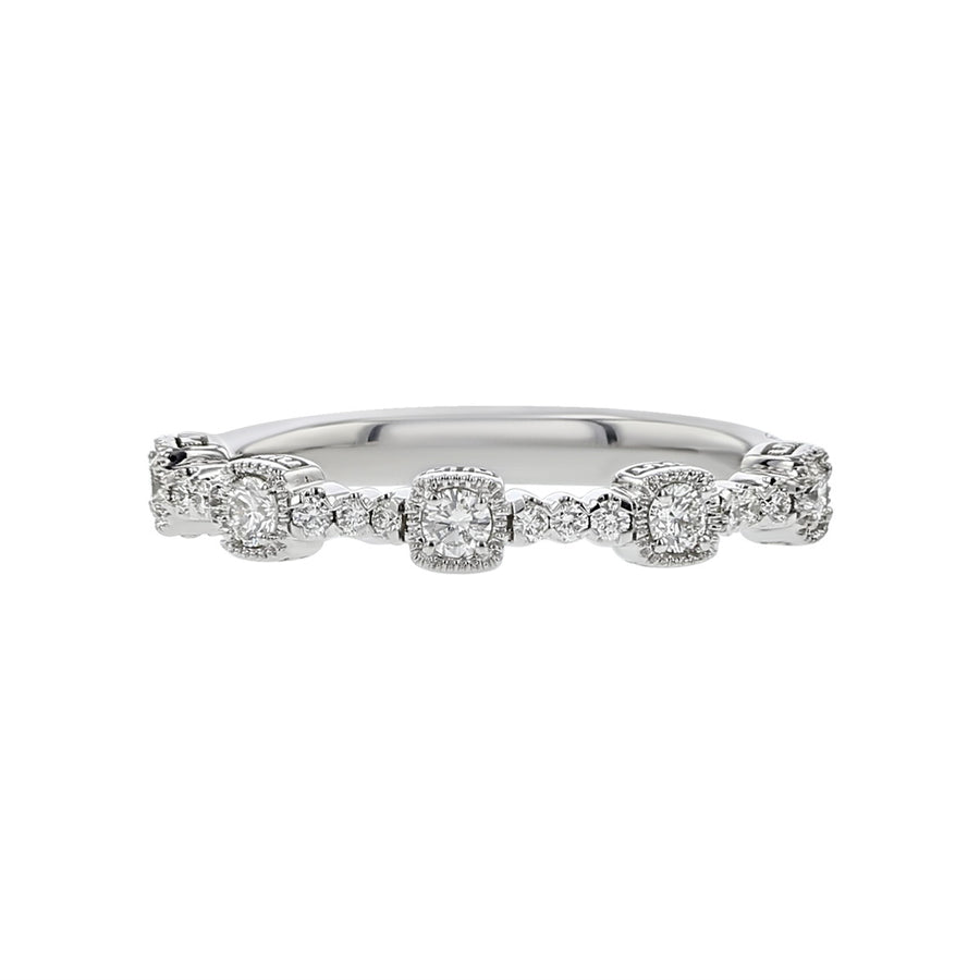 14K White Gold Diamond Partway Wedding Band