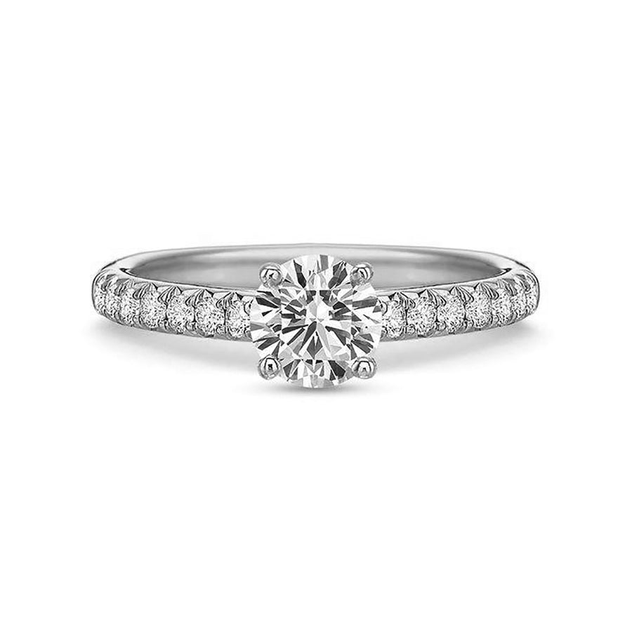 New Aire Diamond Semi-Mount Ring in 18K White Gold and Platinum for Round Center