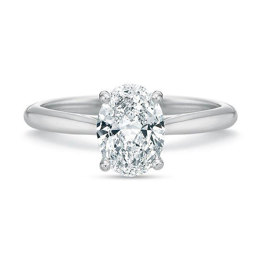 New Aire Solitaire Semi-Mount Ring in Platinum for Oval Center, Size 6