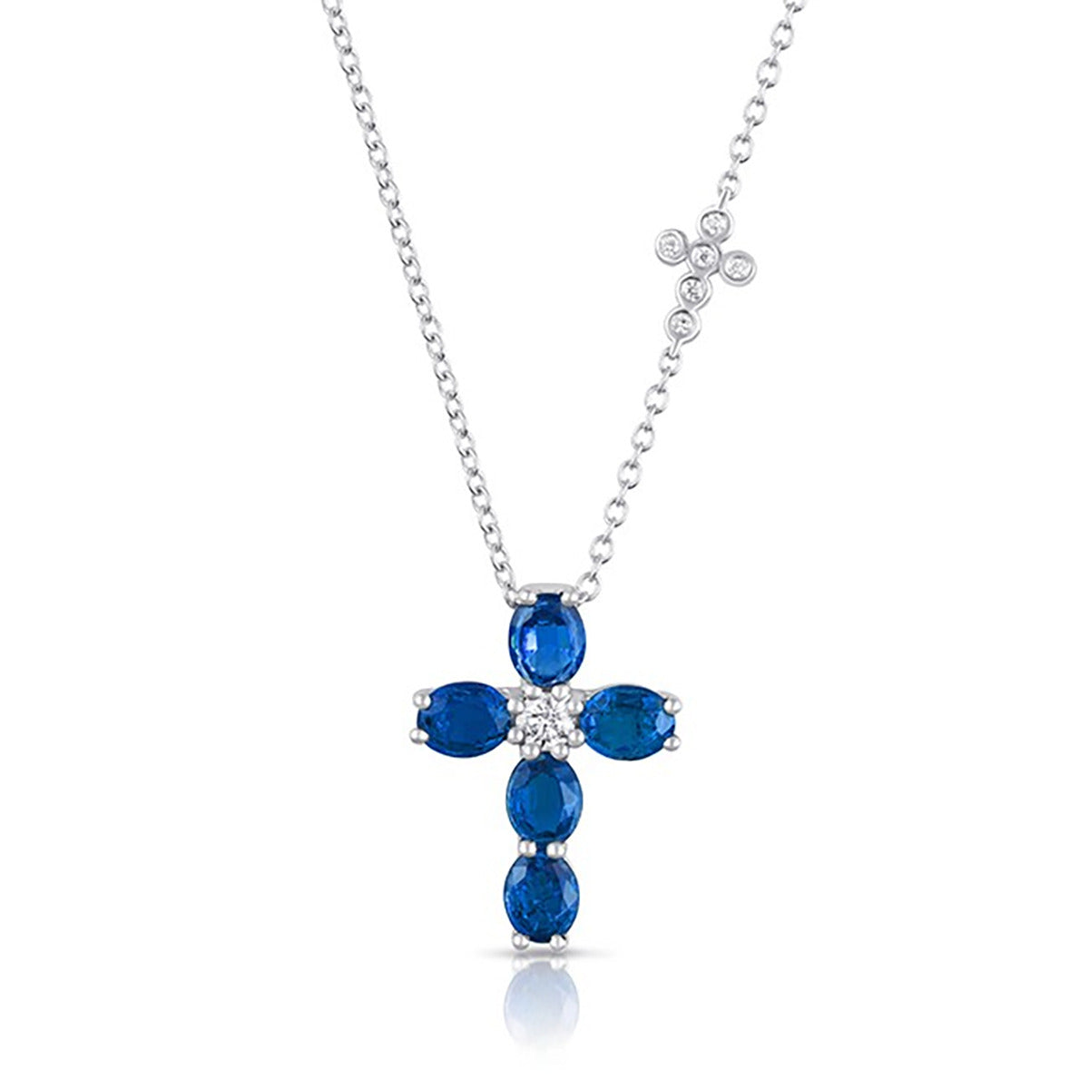 18K White Gold Sapphire and Diamond Necklace