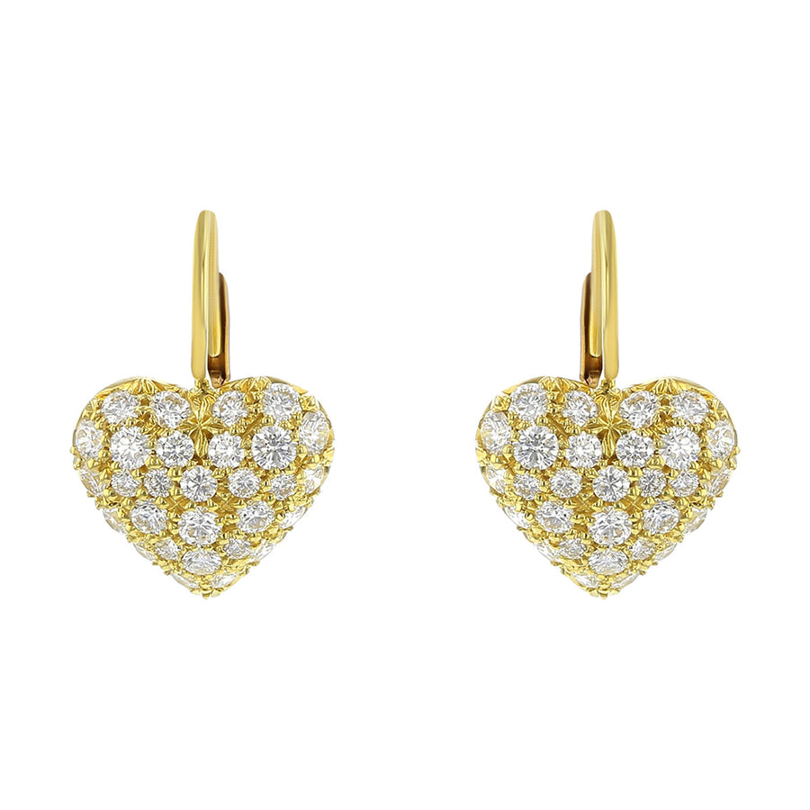 Diamond Heart Dangle Earrings