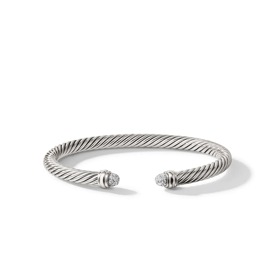 Cable Classics Bracelet in Sterling Silver with Pave Diamond Domes