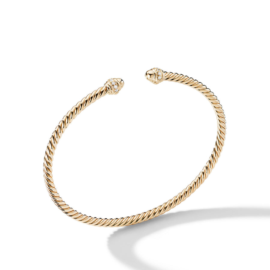 Cablespira Bracelet in 18K Yellow Gold with Pave Diamonds