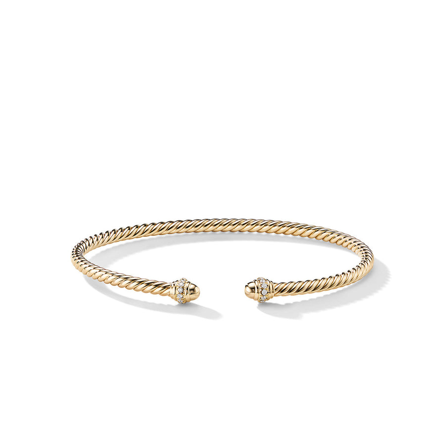 Cablespira Bracelet in 18K Yellow Gold with Pave Diamonds