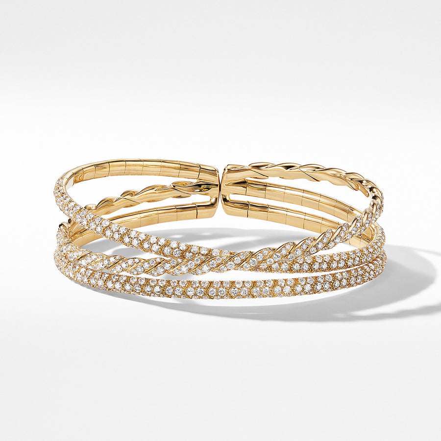 Paveflex Three Row Bracelet in 18K Yellow Gold with Diamonds