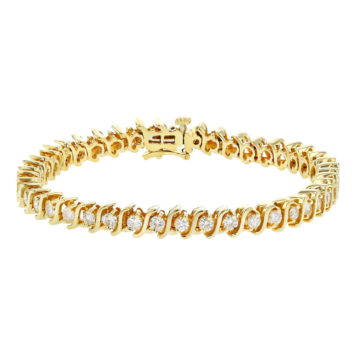 14K Yellow Gold S-Link Diamond Tennis Bracelet | Schwarzschild Jewelers