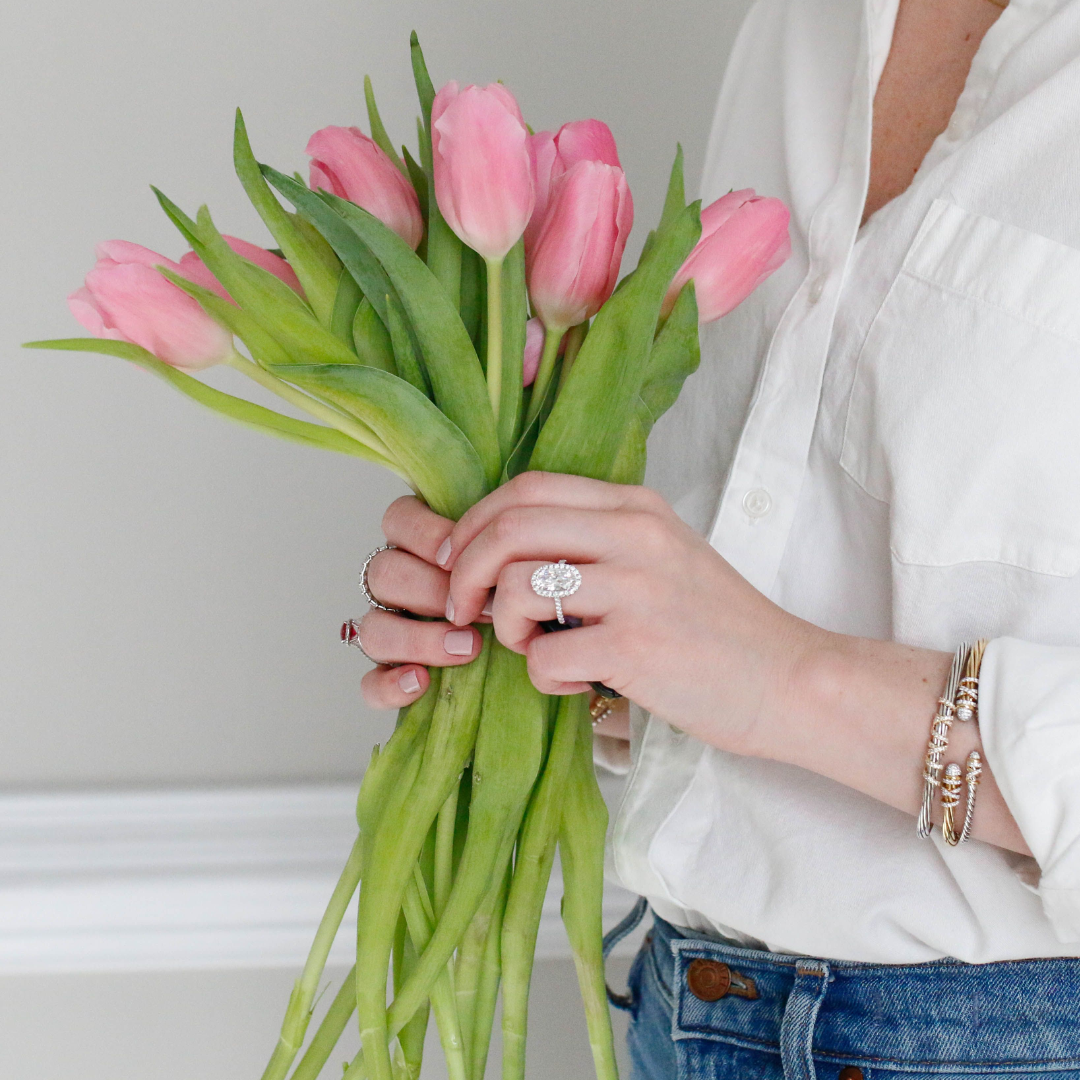 Diamond jewelry and tulips