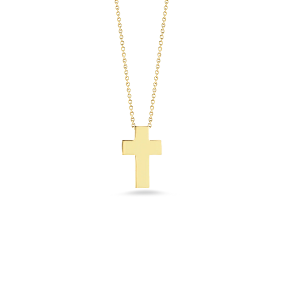 Tiny Treasures Cross Pendant in 18K Yellow Gold, on 18" chain