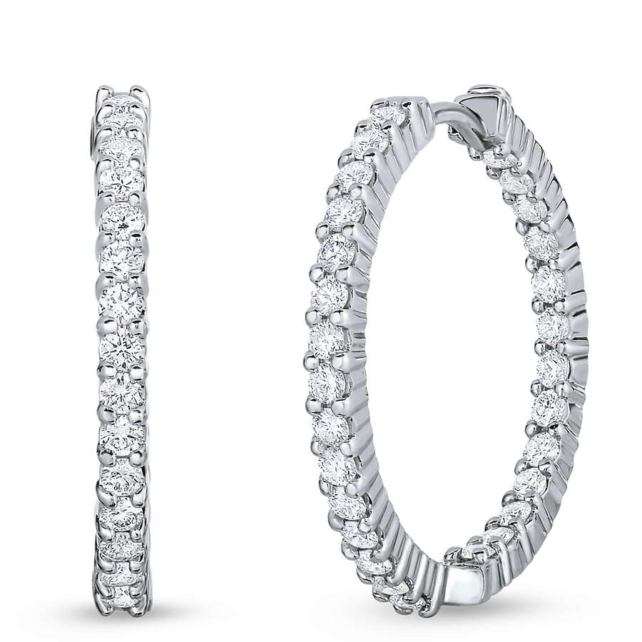 Perfect Diamond 1.53ct Diamond Small Hoop Earrings in 18K White Gold