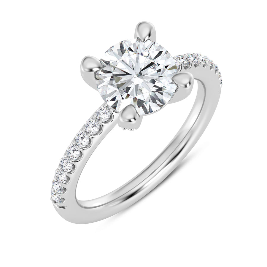 New Aire 0.25ct Round Diamonds Semi Mount for 1.50ct Center in 18k White Gold, Size 6