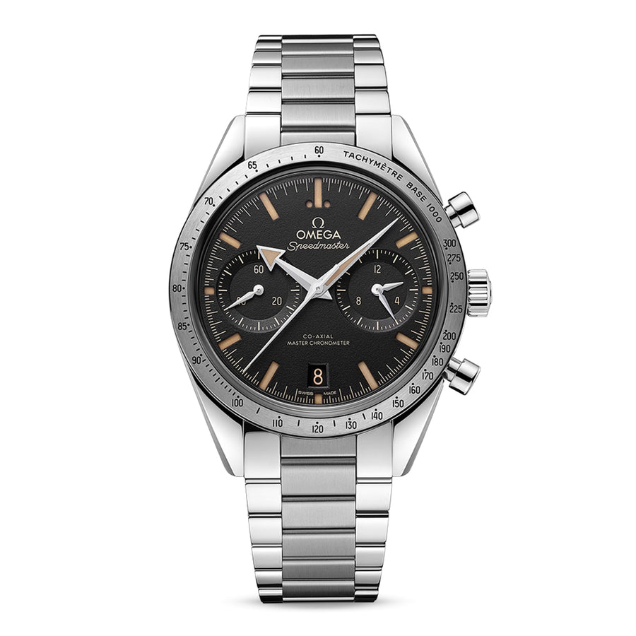 40.5mm Speedmaster '57 Watch with Black Dial in Stainless Steel, Bracelet