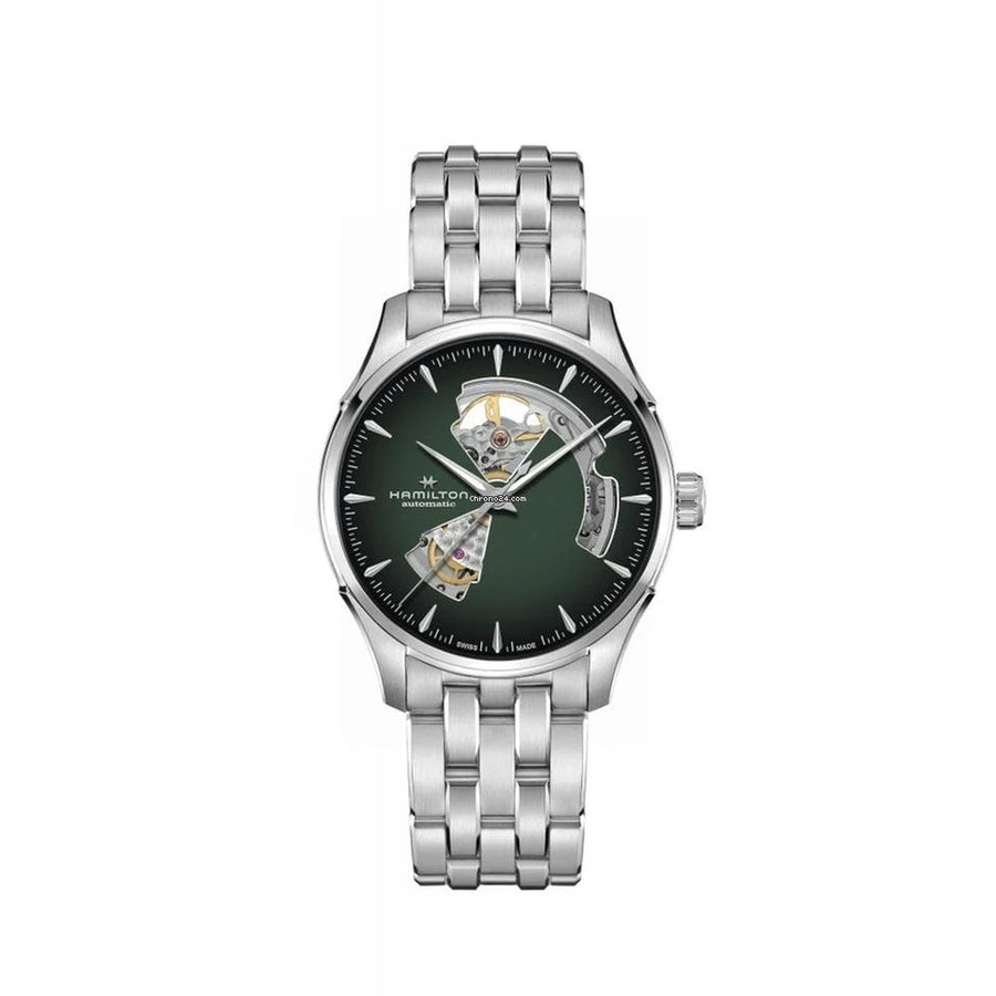 40mm SS Jazzmaster Open Heart Auto with a Green Index See Through Dial with Bracelet