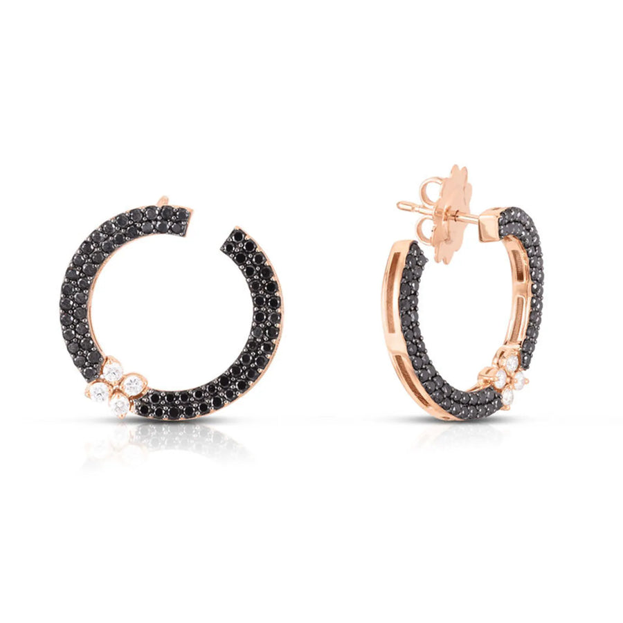Love in Verona Diamond and Black Diamond Earrings in 18K Rose Gold