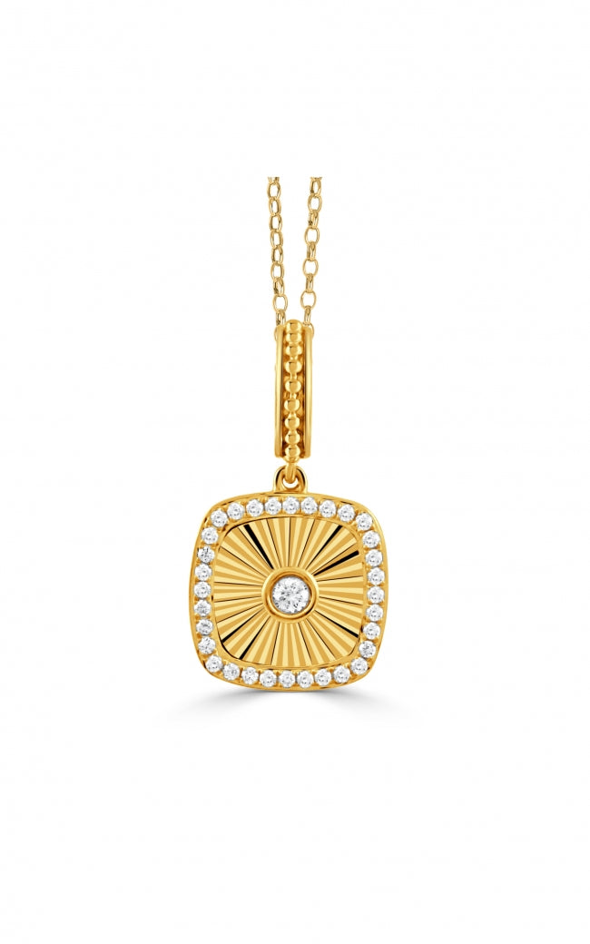 0.16Ct Diamond Fluted Halo Pendant only in 18k Yellow Gold