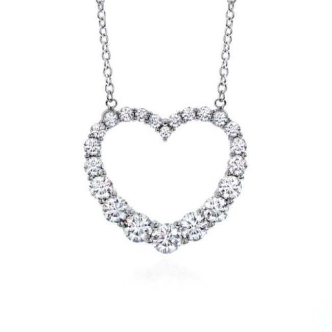 Whimsical Graduated Heart Diamond Pendant Necklace