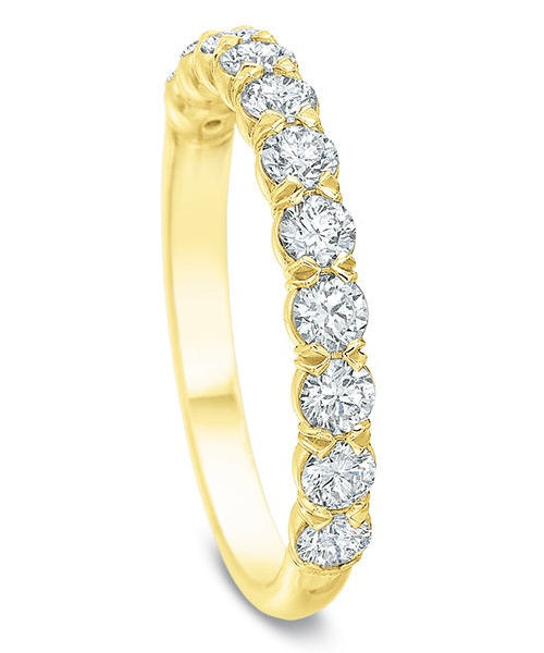 Flush Fit 0.76ct Diamond Prong Set Partway Band in 18K Yellow Gold, Size 6