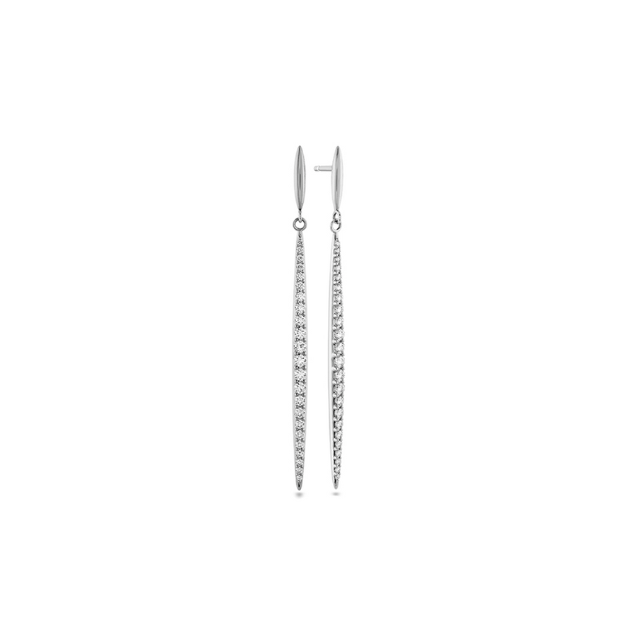 Classic 0.82-0.92ct Diamond Stiletto Drop Earrings in 18K White Gold