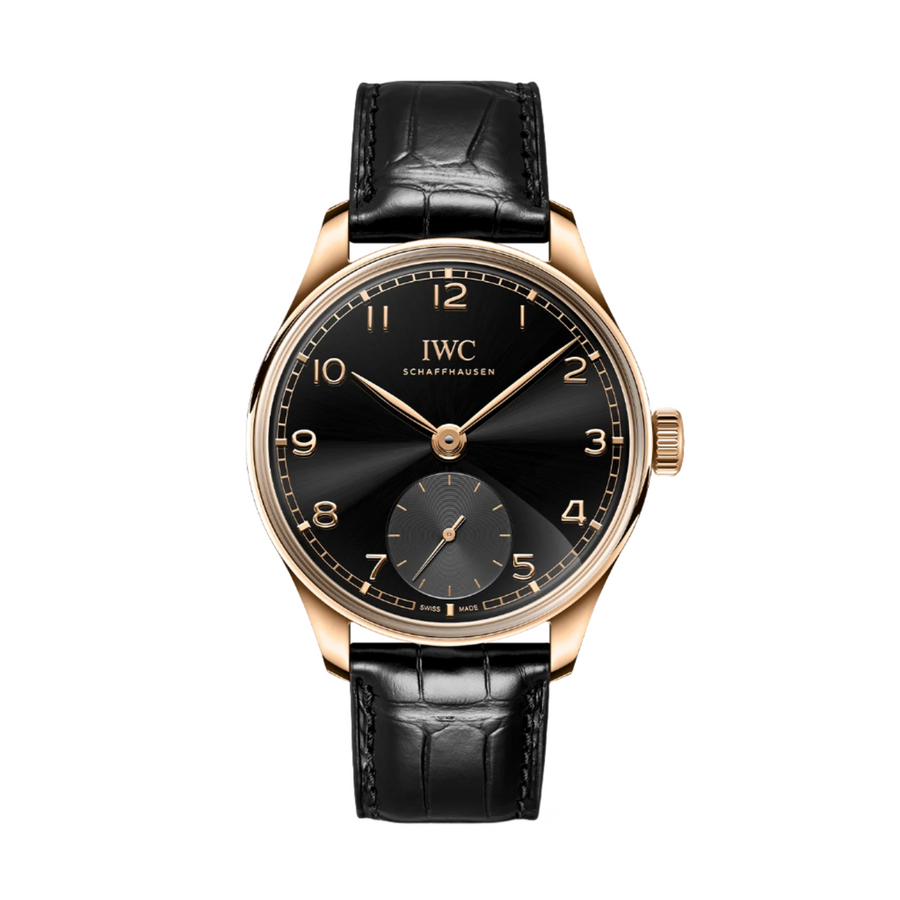 40mm Portugieser Automatic Watch with Black Dial in 18K 5N Gold, Strap