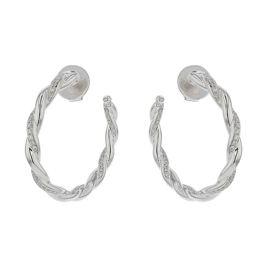 Vine 0.22-0.25Ct Diamond GH/SI Pave Twisted Hoops in 18k White Gold