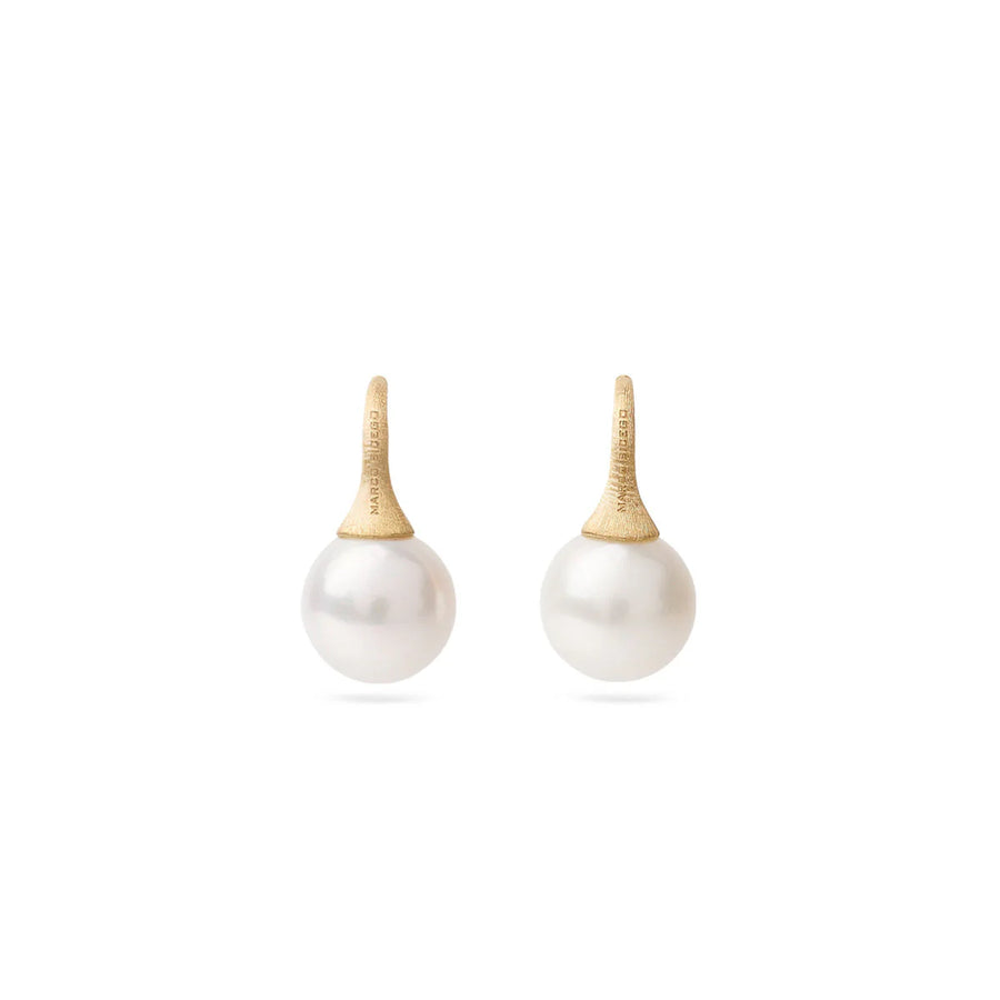 18K Yellow Gold and Pearl French Wire Earrings