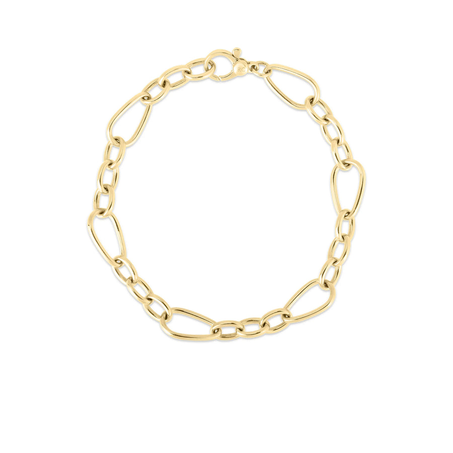 Designer Gold Alternating Small and Large Link Bracelet in 18K Yellow Gold