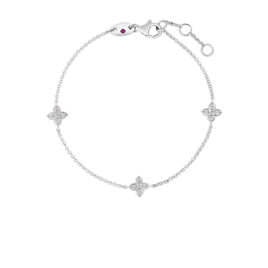 Love by the Inch 0.13ct Diamond 3 Station Bracelet in 18K White Gold, 6.5-7.5"