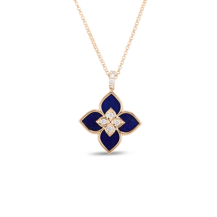 Venetian Princess 3.20ct Lapis and 0.09ct Diamond Pendant in 18K Rose Gold, 17" chain
