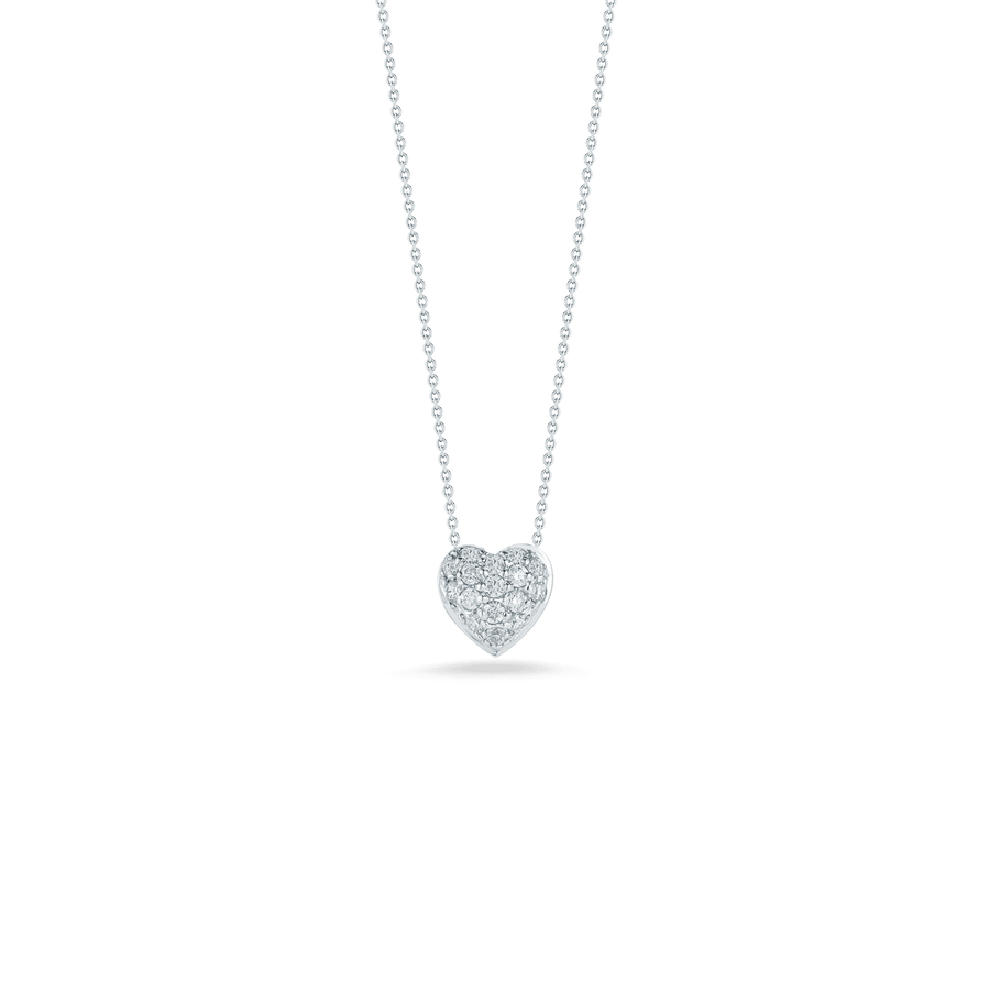 Tiny Treasures 0.15Ct Diamond Puffed Heart Necklace in 18K White Gold, 18 in